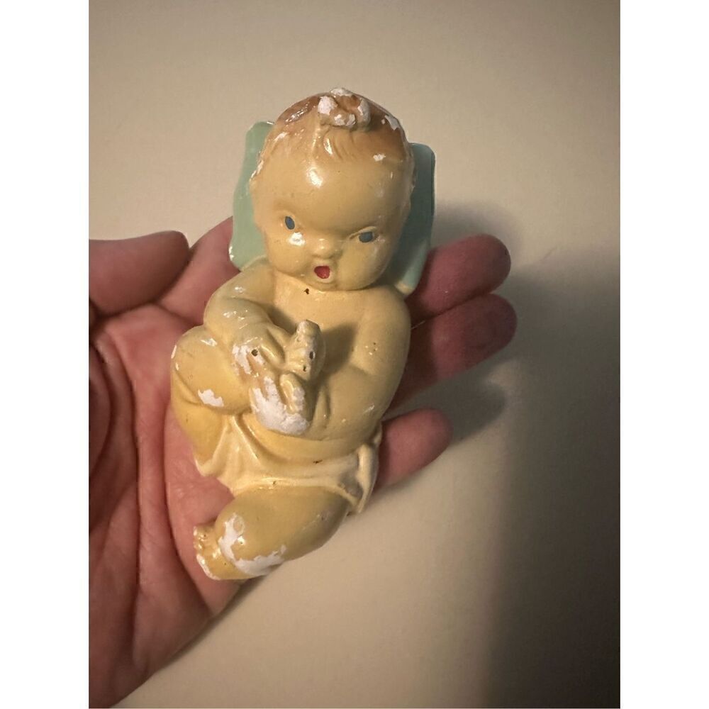 Antique Vintage Chalk ware Baby Figurine Collectible 4.5” Retro
